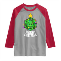 Christmas Gamer Raglan Shirt Merry Critmas D20 RPG Gaming Xmas Tree