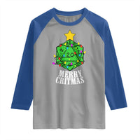 Christmas Gamer Raglan Shirt Merry Critmas D20 RPG Gaming Xmas Tree