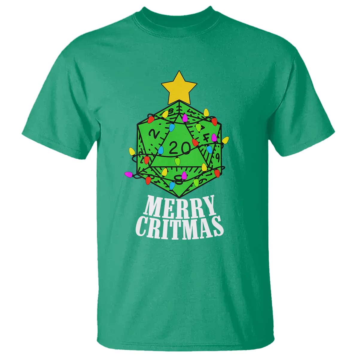 Christmas Gamer T Shirt Merry Critmas D20 RPG Gaming Xmas Tree - Wonder Print Shop
