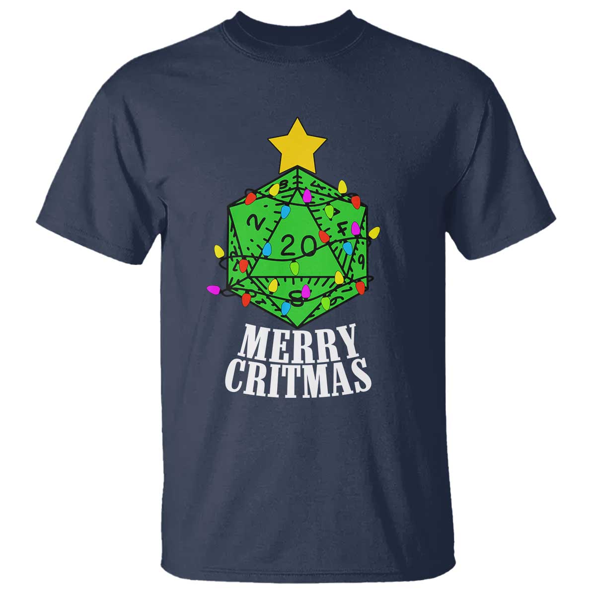 Christmas Gamer T Shirt Merry Critmas D20 RPG Gaming Xmas Tree - Wonder Print Shop