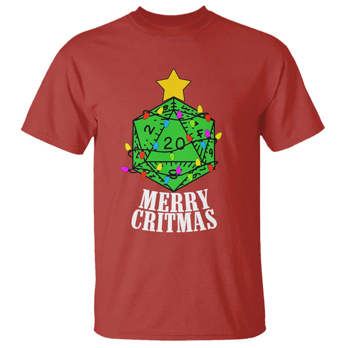 Christmas Gamer T Shirt Merry Critmas D20 RPG Gaming Xmas Tree - Wonder Print Shop