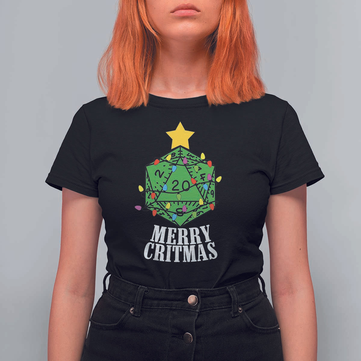 Christmas Gamer T Shirt For Women Merry Critmas D20 RPG Gaming Xmas Tree - Wonder Print Shop