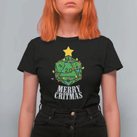Christmas Gamer T Shirt For Women Merry Critmas D20 RPG Gaming Xmas Tree - Wonder Print Shop