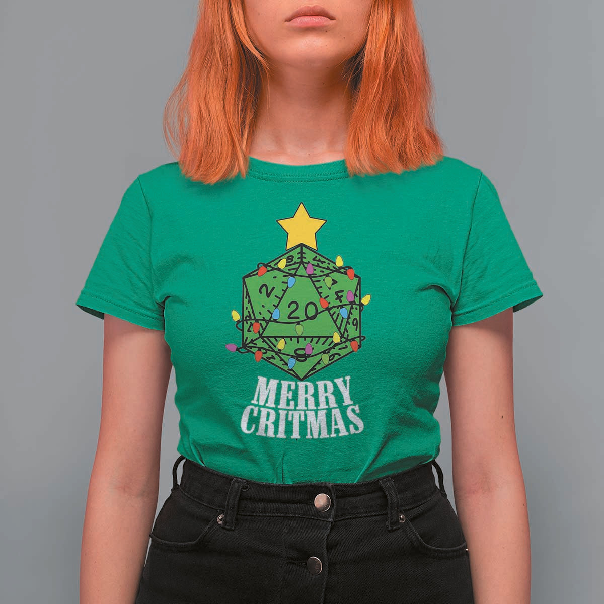 Christmas Gamer T Shirt For Women Merry Critmas D20 RPG Gaming Xmas Tree - Wonder Print Shop