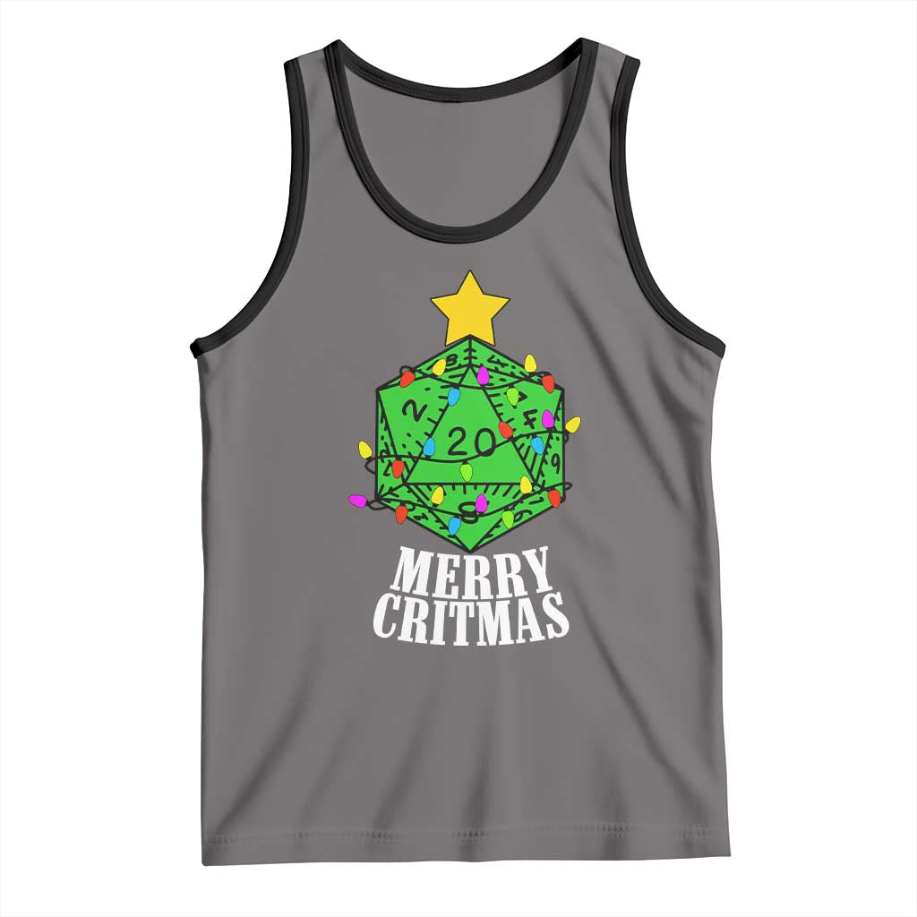 Christmas Gamer Tank Top Merry Critmas D20 RPG Gaming Xmas Tree
