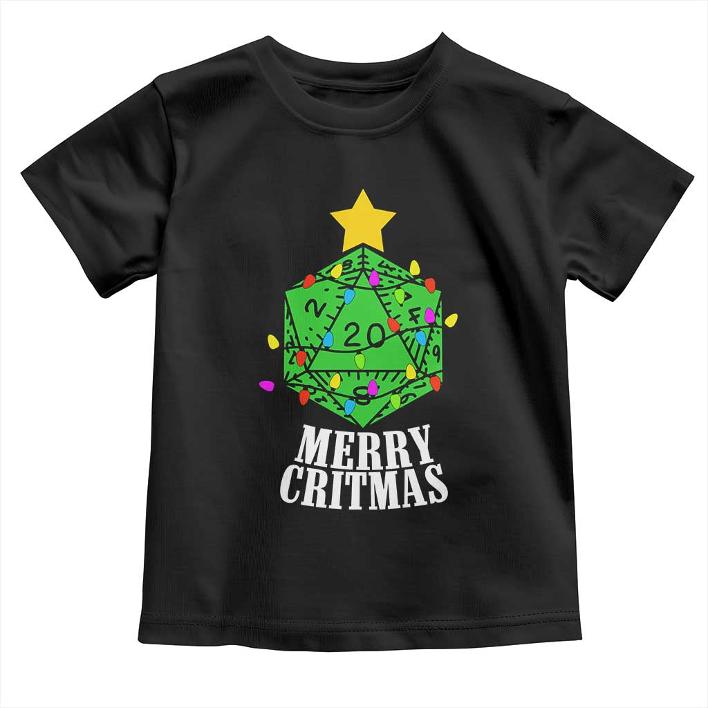Christmas Gamer Toddler T Shirt Merry Critmas D20 RPG Gaming Xmas Tree