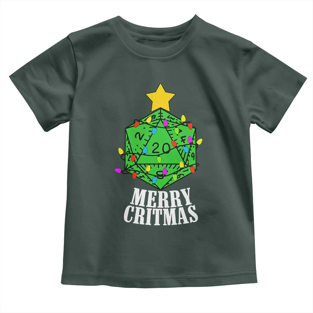 Christmas Gamer Toddler T Shirt Merry Critmas D20 RPG Gaming Xmas Tree