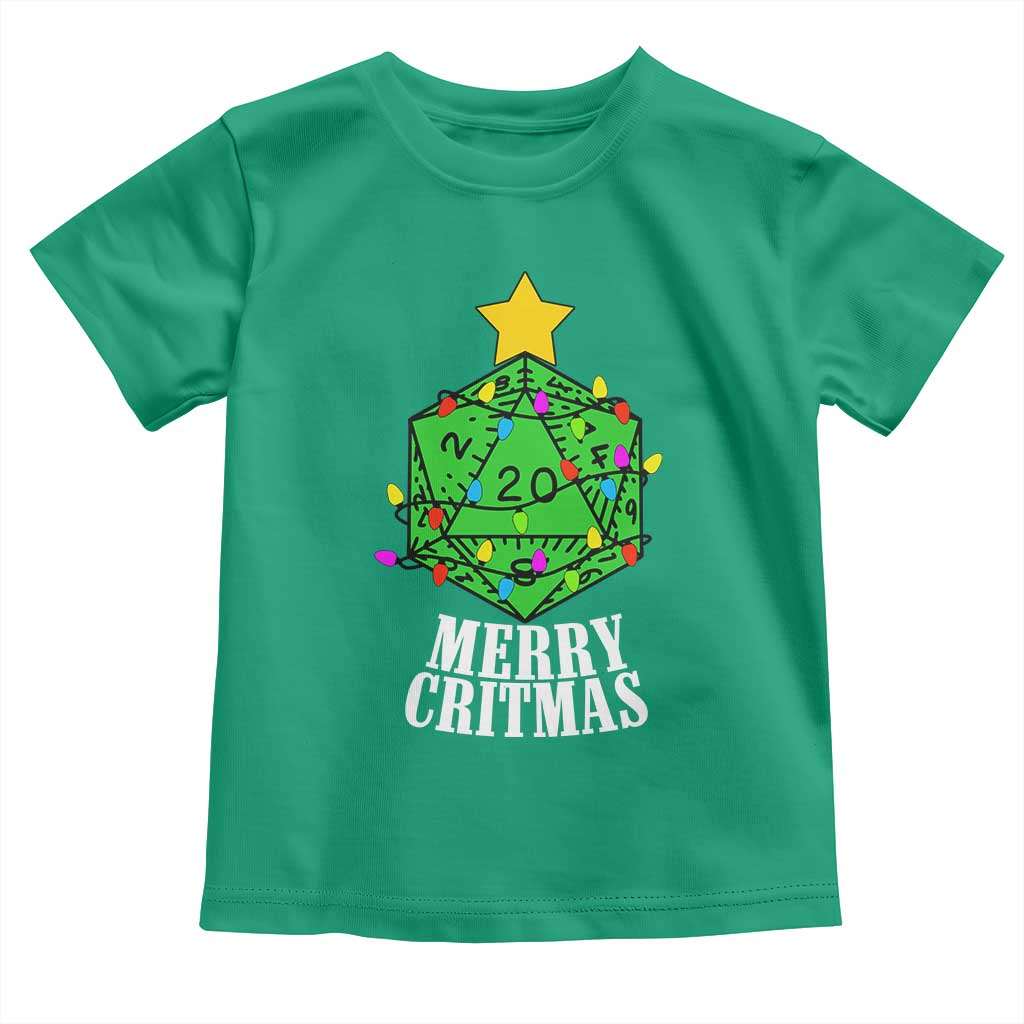 Christmas Gamer Toddler T Shirt Merry Critmas D20 RPG Gaming Xmas Tree