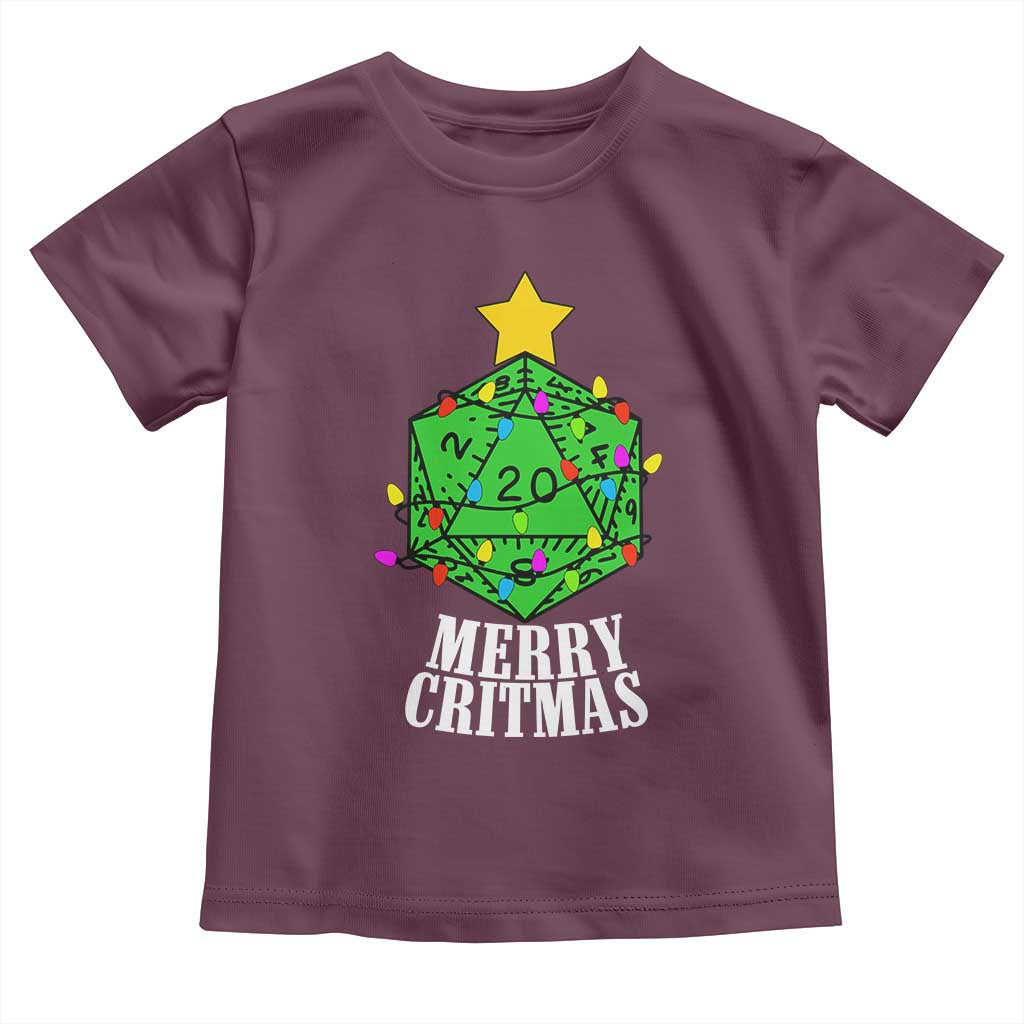 Christmas Gamer Toddler T Shirt Merry Critmas D20 RPG Gaming Xmas Tree