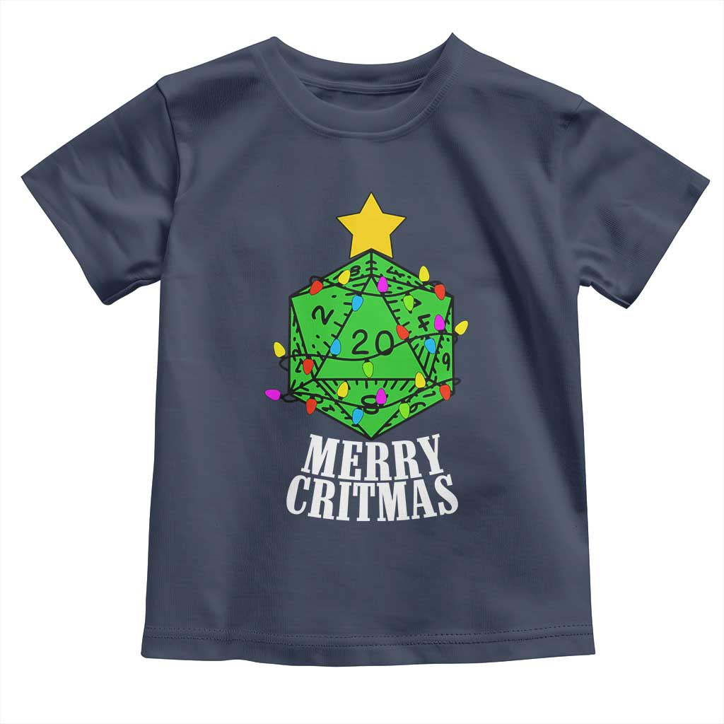 Christmas Gamer Toddler T Shirt Merry Critmas D20 RPG Gaming Xmas Tree