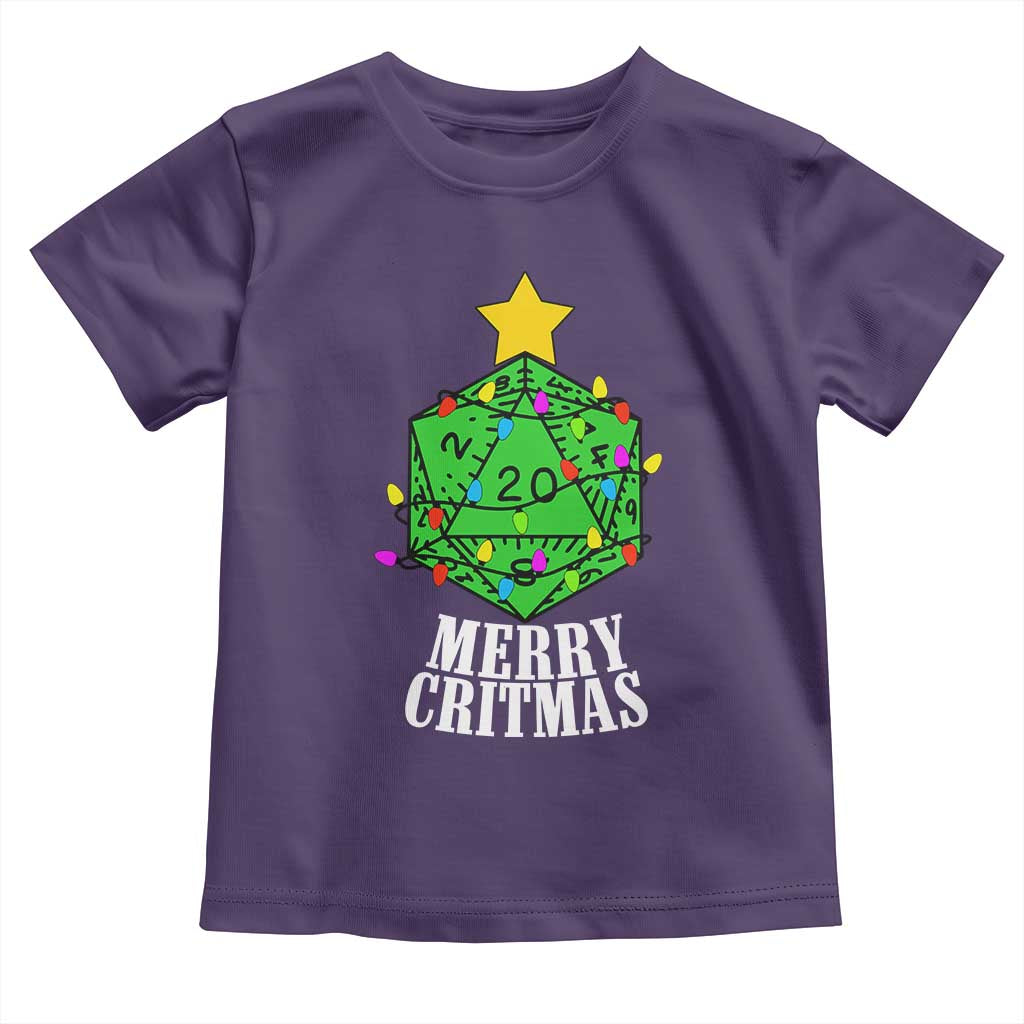 Christmas Gamer Toddler T Shirt Merry Critmas D20 RPG Gaming Xmas Tree