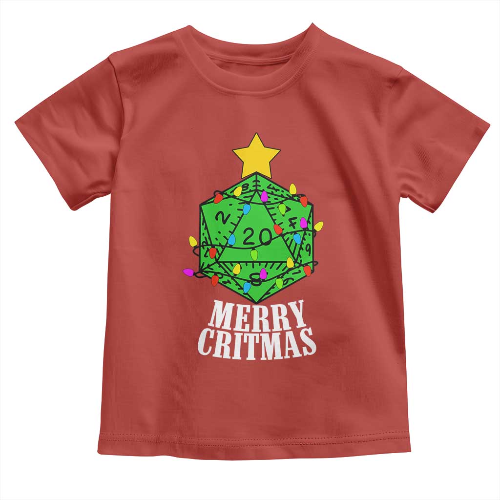 Christmas Gamer Toddler T Shirt Merry Critmas D20 RPG Gaming Xmas Tree