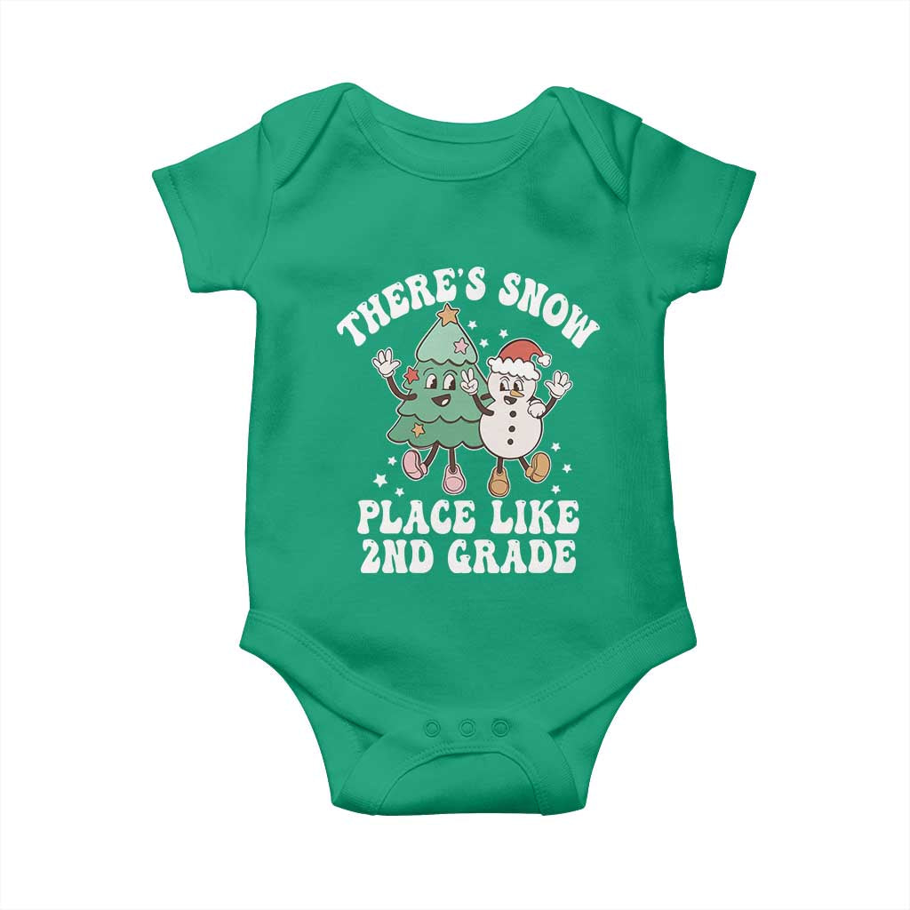 Christmas Teacher Baby Onesie There’s Snow Place Like 2nd Grade Merry Xmas Retro Groovy