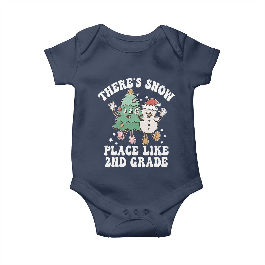 Christmas Teacher Baby Onesie There’s Snow Place Like 2nd Grade Merry Xmas Retro Groovy