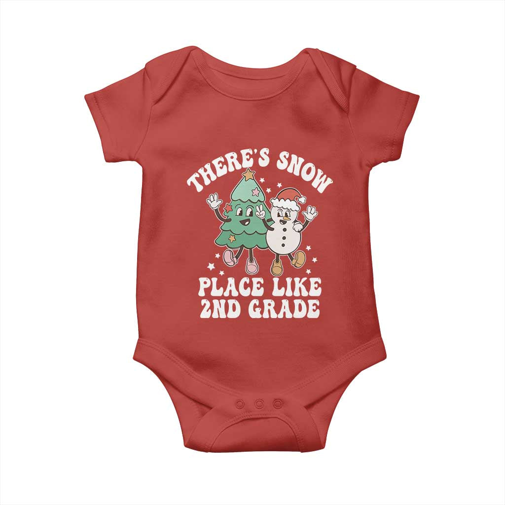Christmas Teacher Baby Onesie There’s Snow Place Like 2nd Grade Merry Xmas Retro Groovy