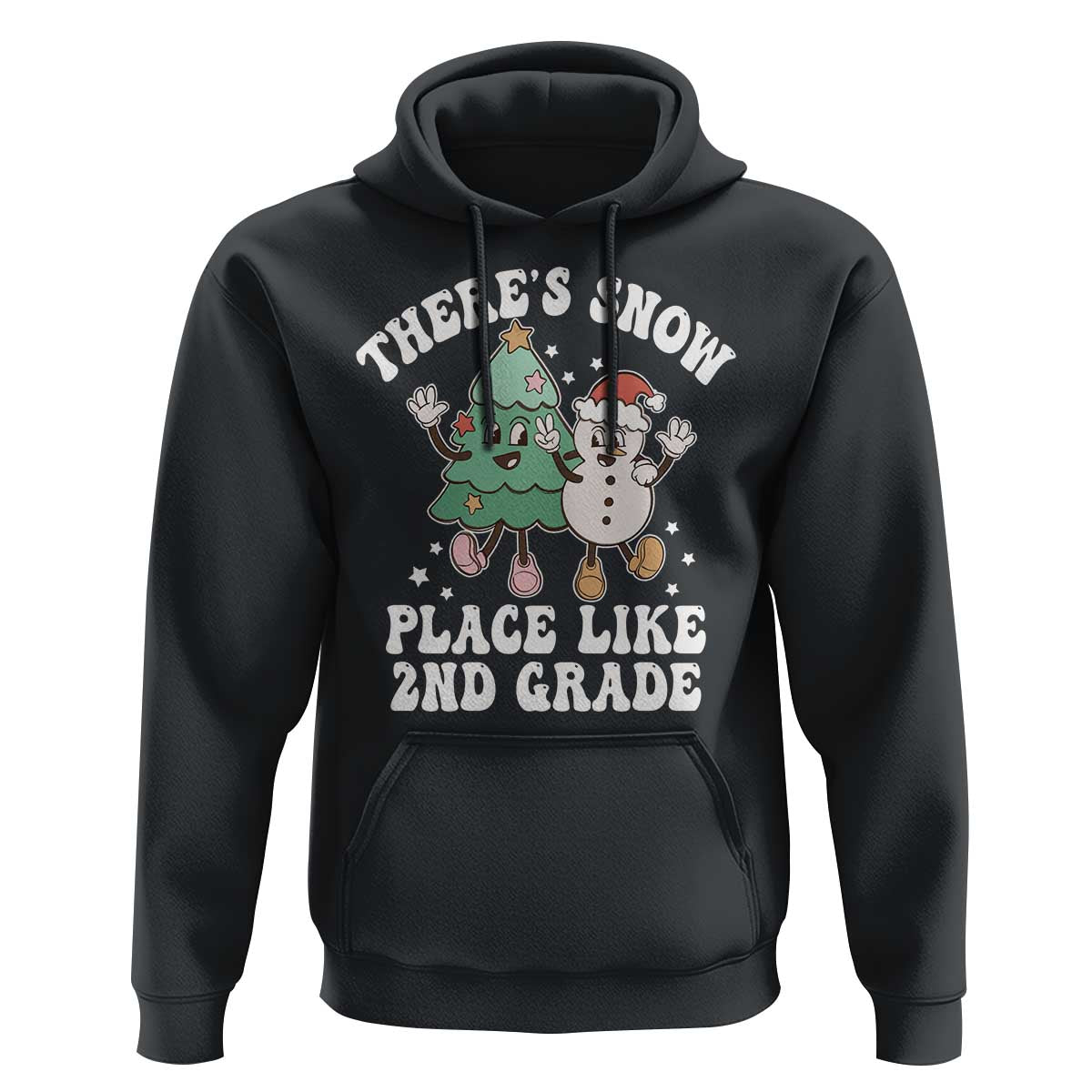 Christmas Teacher Hoodie There’s Snow Place Like 2nd Grade Merry Xmas Retro Groovy