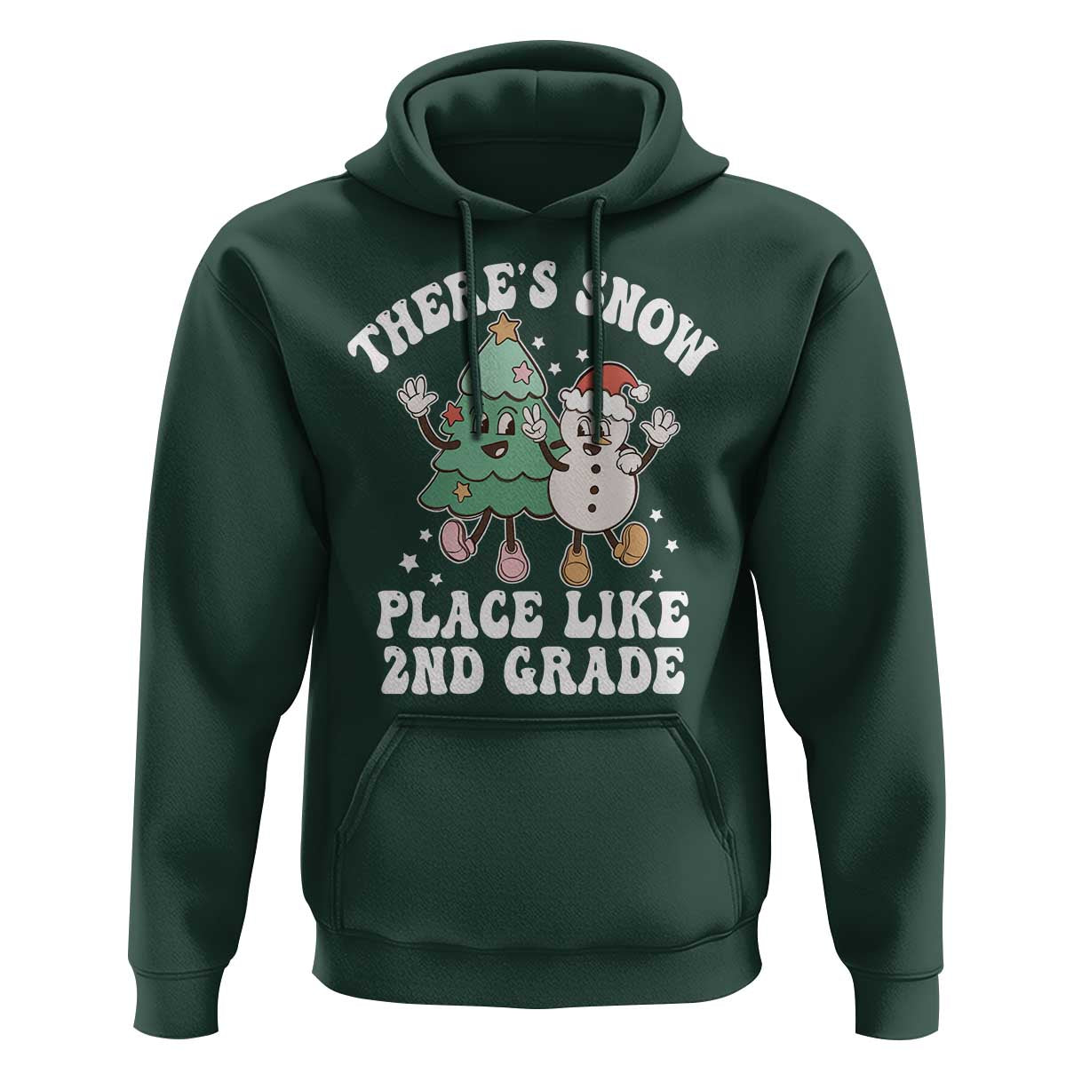 Christmas Teacher Hoodie There’s Snow Place Like 2nd Grade Merry Xmas Retro Groovy