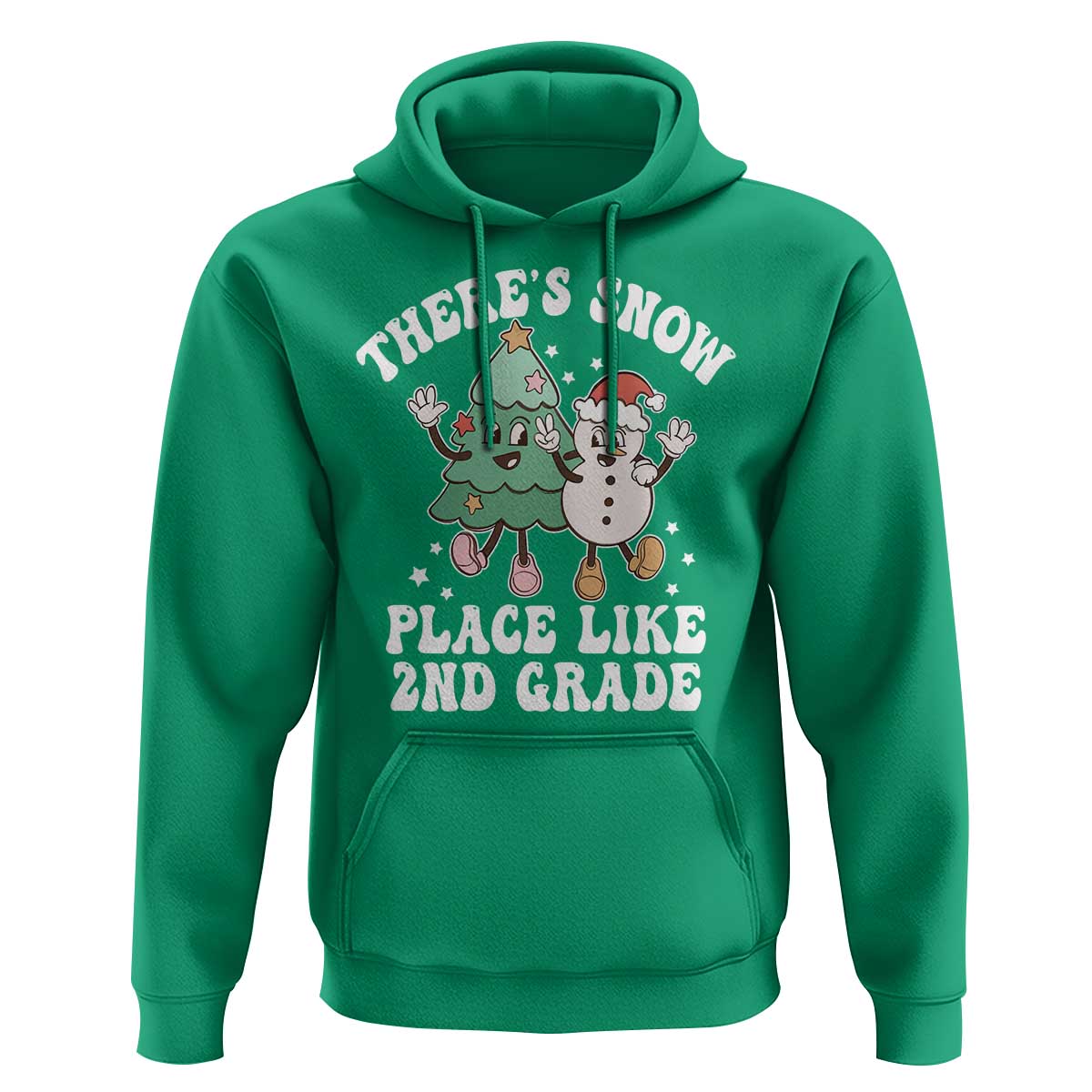 Christmas Teacher Hoodie There’s Snow Place Like 2nd Grade Merry Xmas Retro Groovy