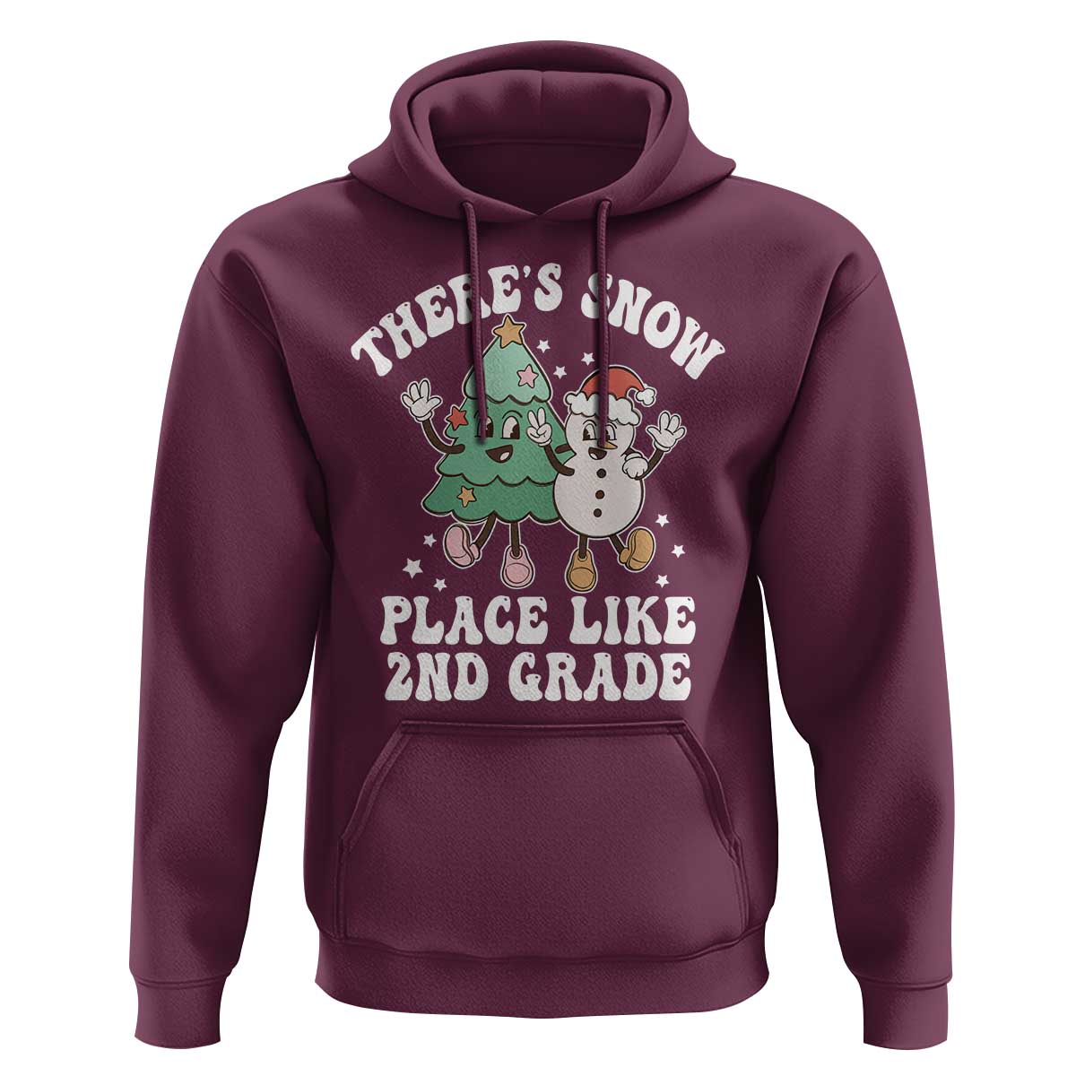 Christmas Teacher Hoodie There’s Snow Place Like 2nd Grade Merry Xmas Retro Groovy