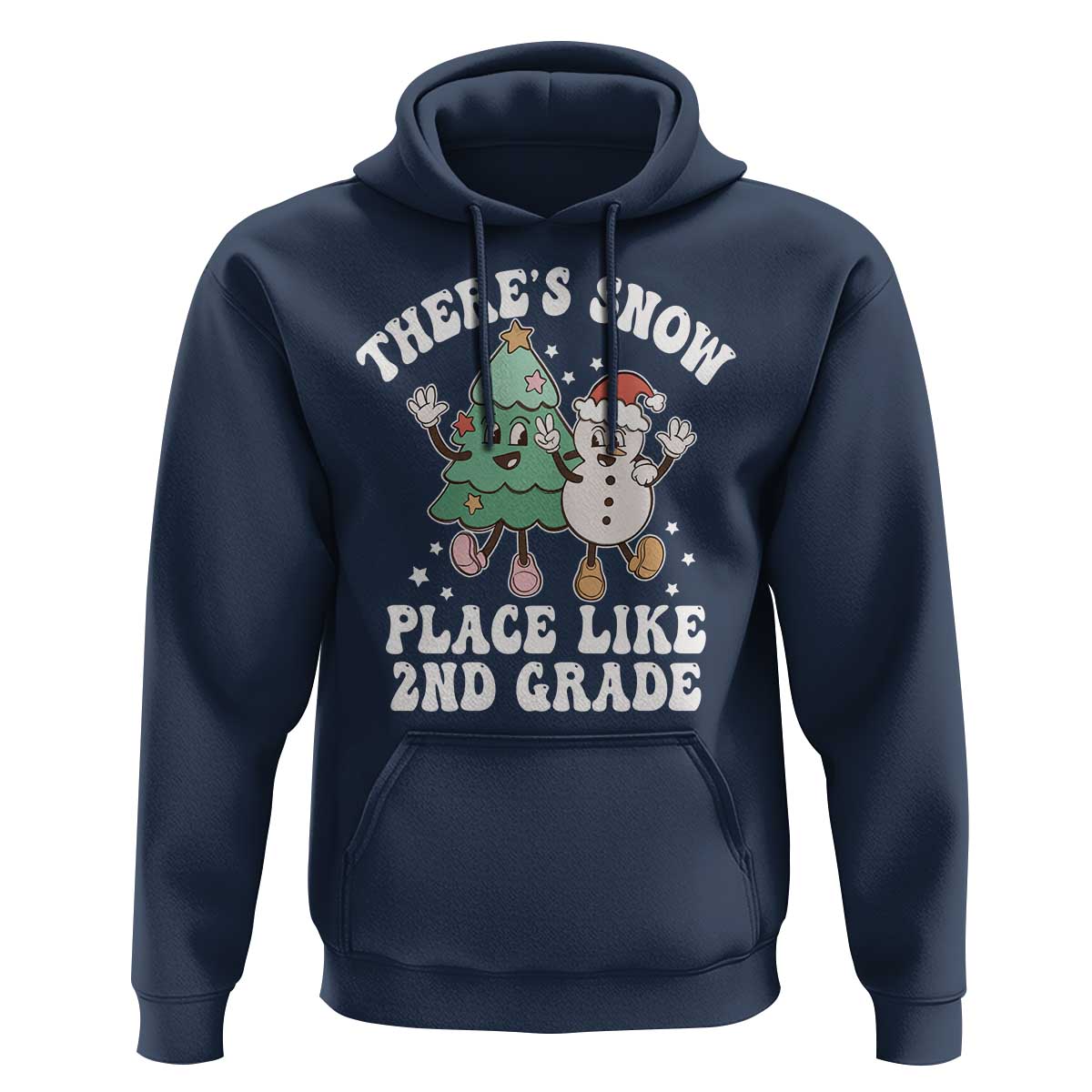 Christmas Teacher Hoodie There’s Snow Place Like 2nd Grade Merry Xmas Retro Groovy