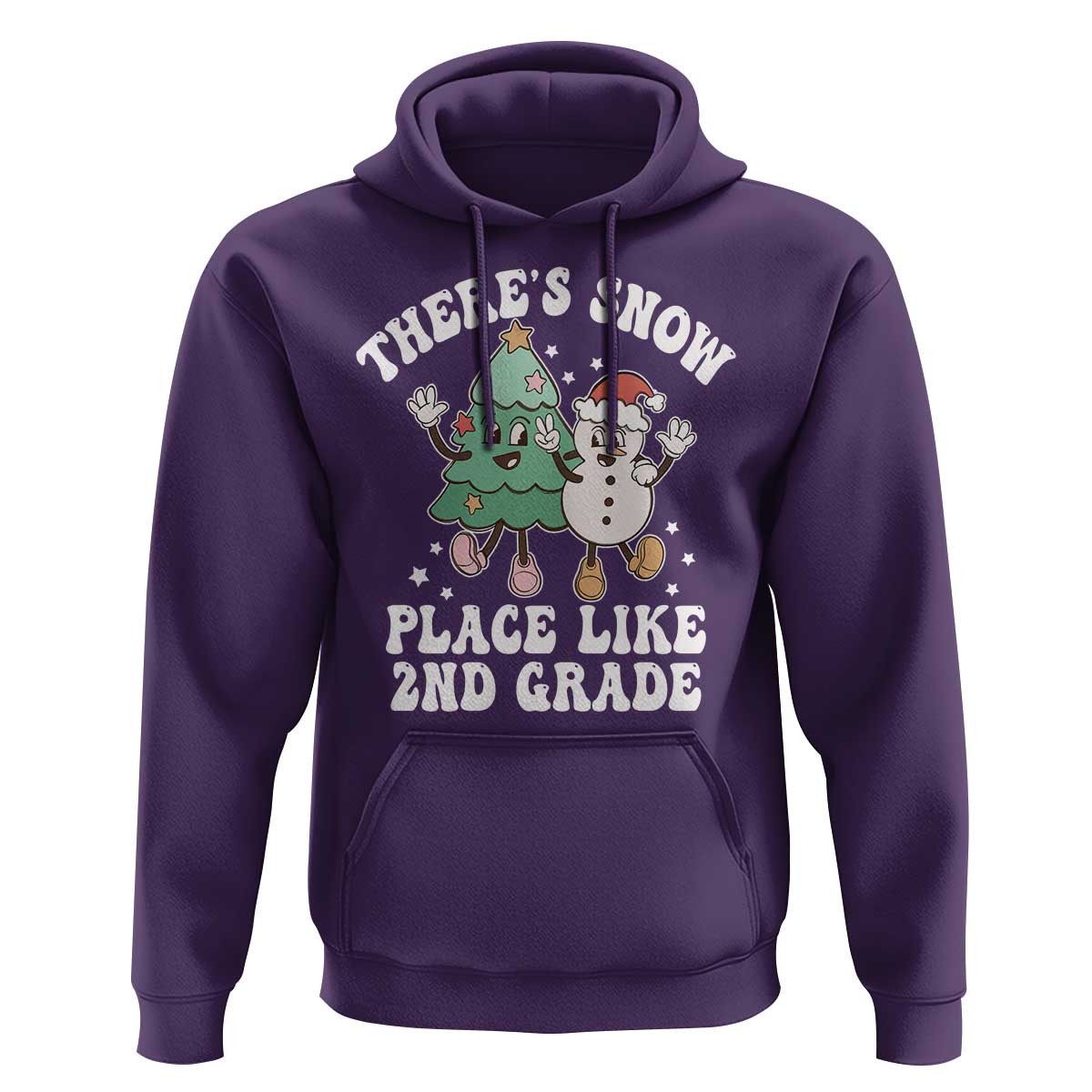 Christmas Teacher Hoodie There’s Snow Place Like 2nd Grade Merry Xmas Retro Groovy