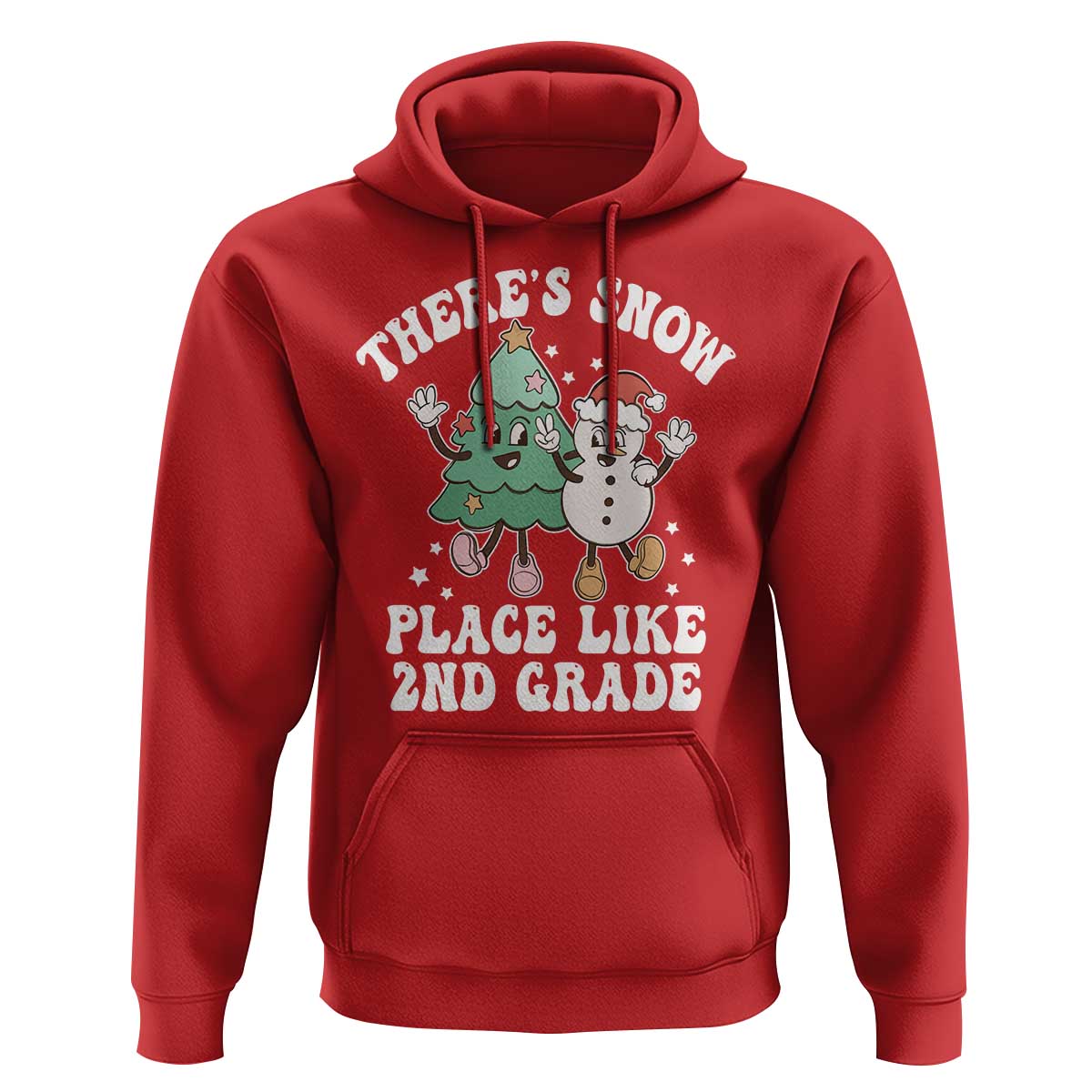 Christmas Teacher Hoodie There’s Snow Place Like 2nd Grade Merry Xmas Retro Groovy