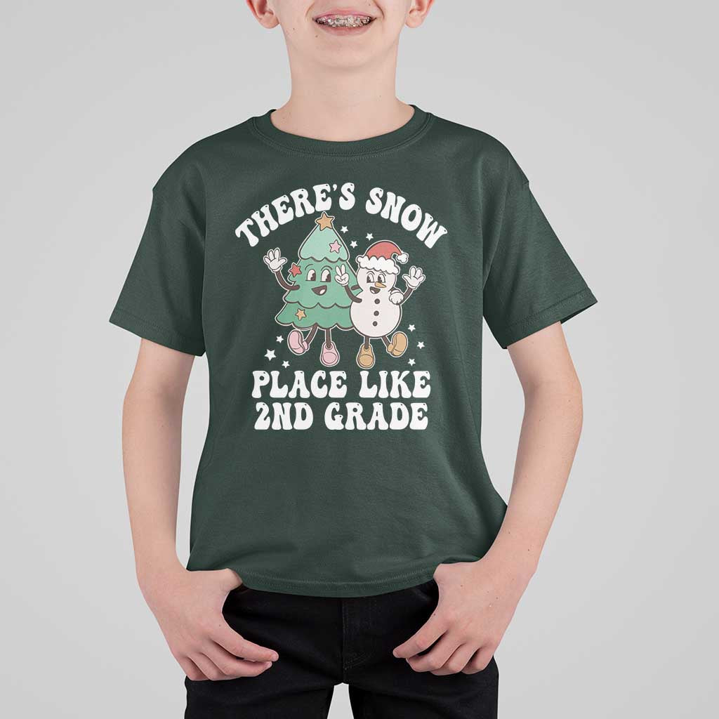 Christmas Teacher T Shirt For Kid Theres Snow Place Like 2nd Grade Merry Xmas Retro Groovy - Wonder Print Shop