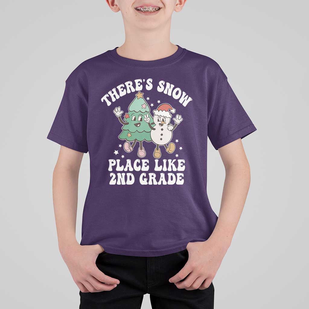 Christmas Teacher T Shirt For Kid Theres Snow Place Like 2nd Grade Merry Xmas Retro Groovy - Wonder Print Shop