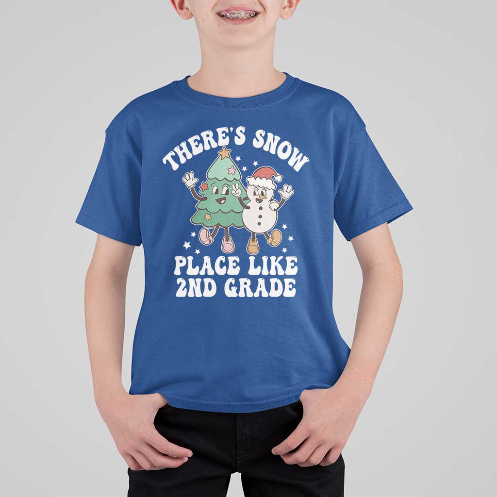 Christmas Teacher T Shirt For Kid Theres Snow Place Like 2nd Grade Merry Xmas Retro Groovy - Wonder Print Shop