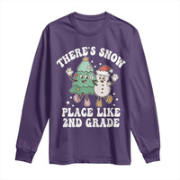 Christmas Teacher Long Sleeve Shirt There’s Snow Place Like 2nd Grade Merry Xmas Retro Groovy