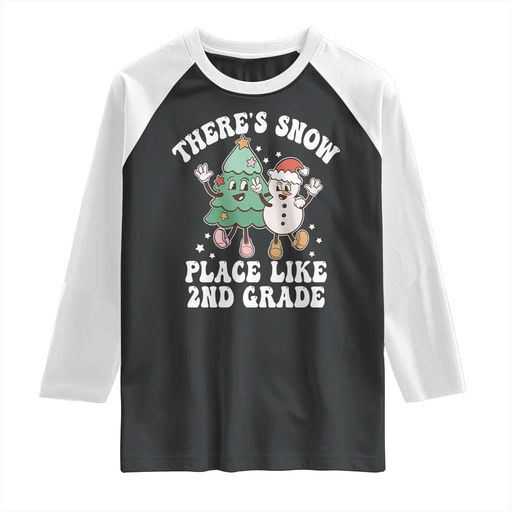 Christmas Teacher Raglan Shirt There’s Snow Place Like 2nd Grade Merry Xmas Retro Groovy