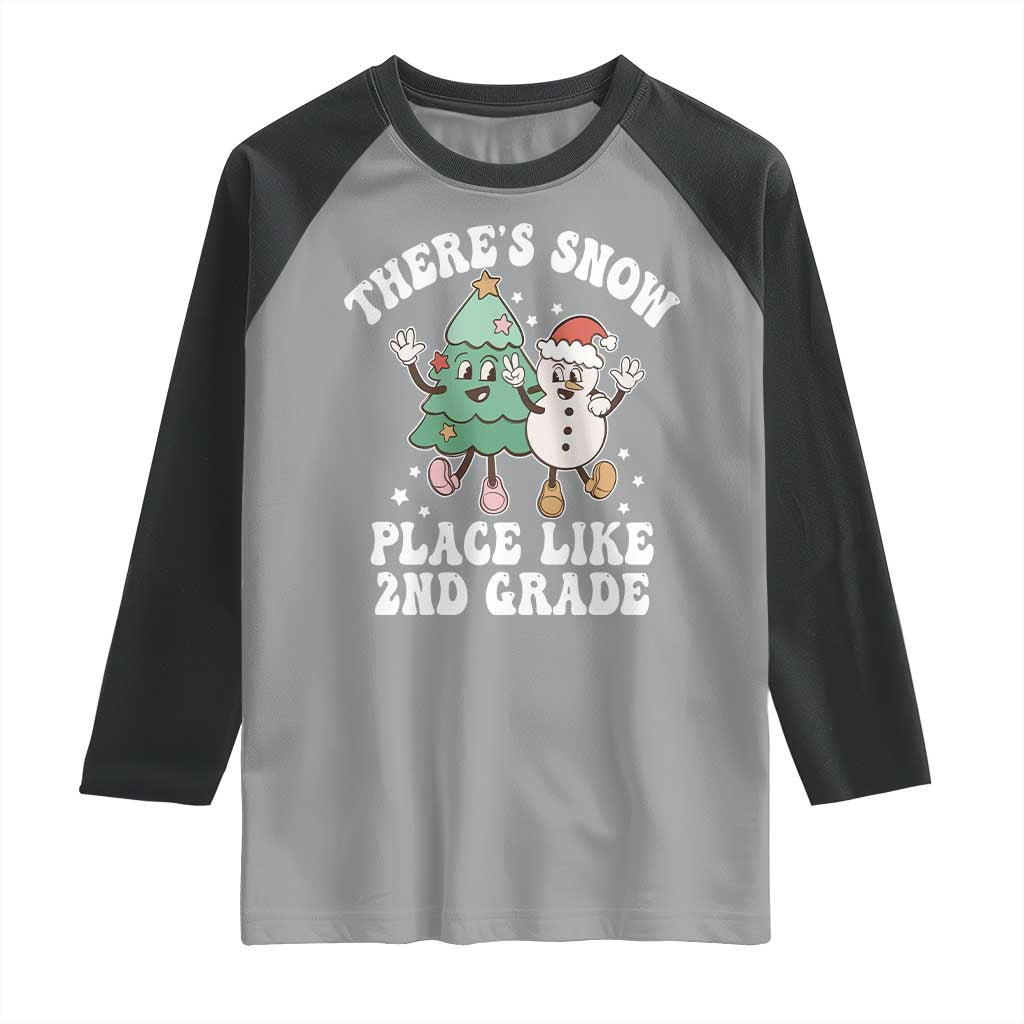 Christmas Teacher Raglan Shirt There’s Snow Place Like 2nd Grade Merry Xmas Retro Groovy