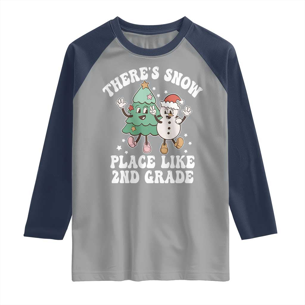Christmas Teacher Raglan Shirt There’s Snow Place Like 2nd Grade Merry Xmas Retro Groovy