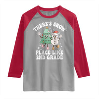 Christmas Teacher Raglan Shirt There’s Snow Place Like 2nd Grade Merry Xmas Retro Groovy