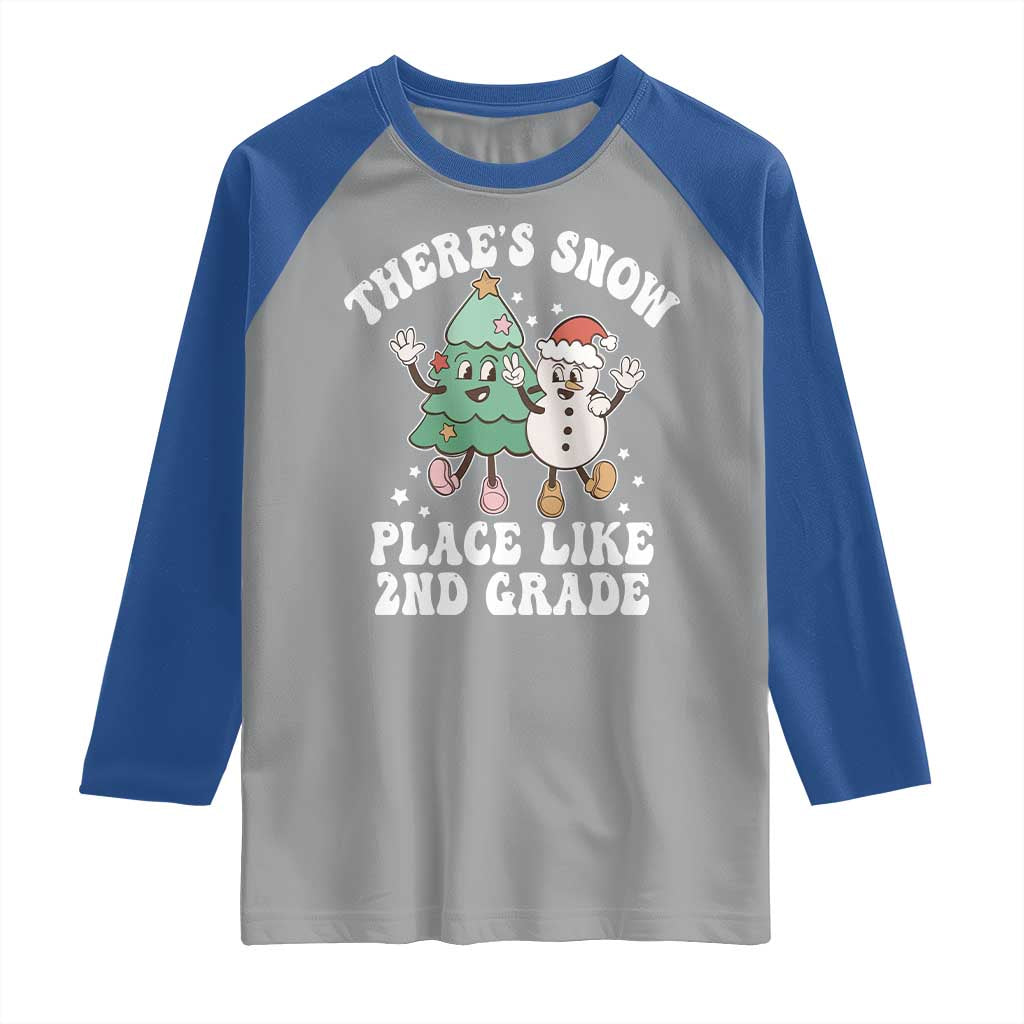 Christmas Teacher Raglan Shirt There’s Snow Place Like 2nd Grade Merry Xmas Retro Groovy
