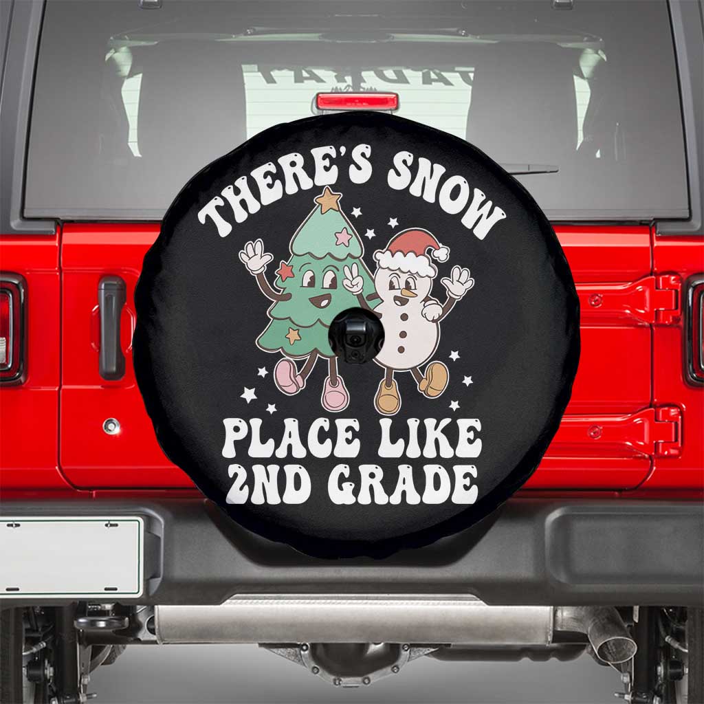 Christmas Teacher Spare Tire Cover There’s Snow Place Like 2nd Grade Merry Xmas Retro Groovy