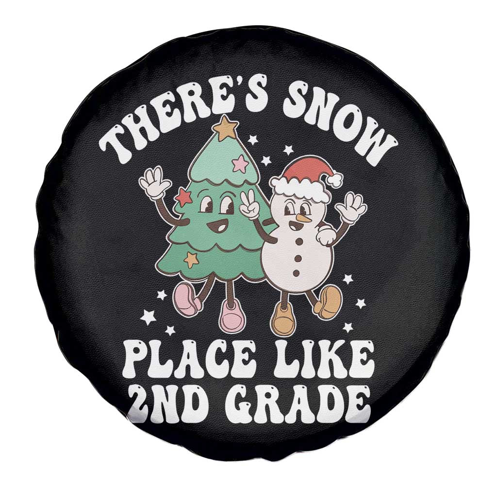 Christmas Teacher Spare Tire Cover There’s Snow Place Like 2nd Grade Merry Xmas Retro Groovy