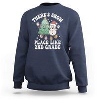 Christmas Teacher Sweatshirt Theres Snow Place Like 2nd Grade Merry Xmas Retro Groovy - Wonder Print Shop