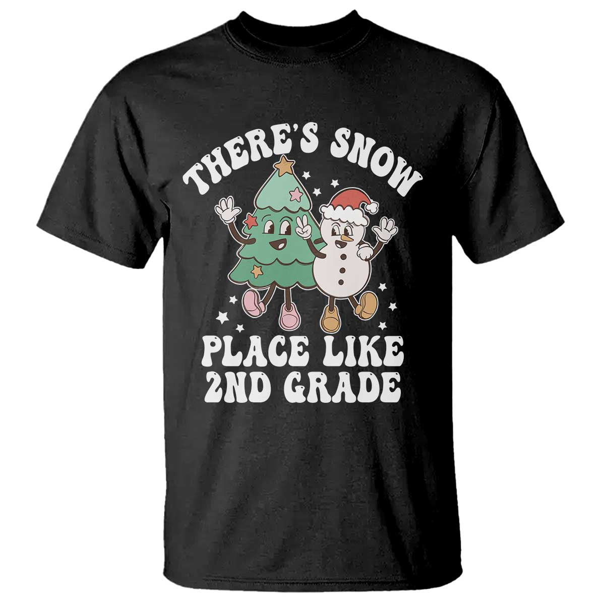 Christmas Teacher T Shirt Theres Snow Place Like 2nd Grade Merry Xmas Retro Groovy - Wonder Print Shop
