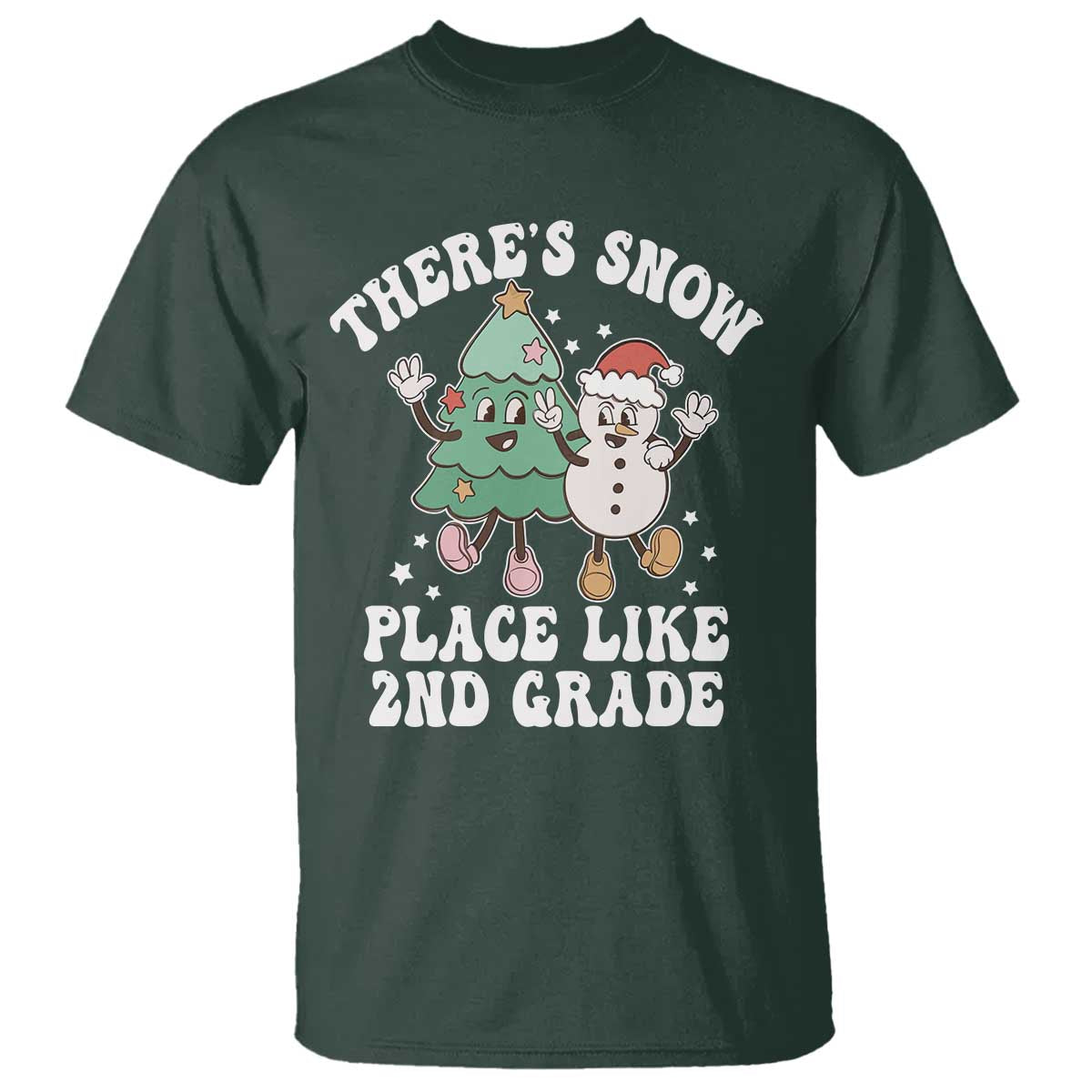 Christmas Teacher T Shirt Theres Snow Place Like 2nd Grade Merry Xmas Retro Groovy - Wonder Print Shop