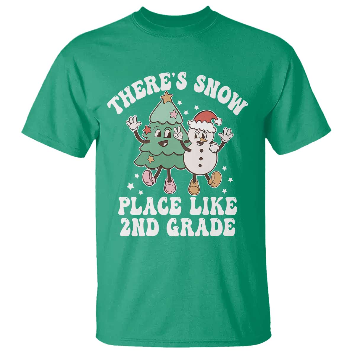 Christmas Teacher T Shirt Theres Snow Place Like 2nd Grade Merry Xmas Retro Groovy - Wonder Print Shop