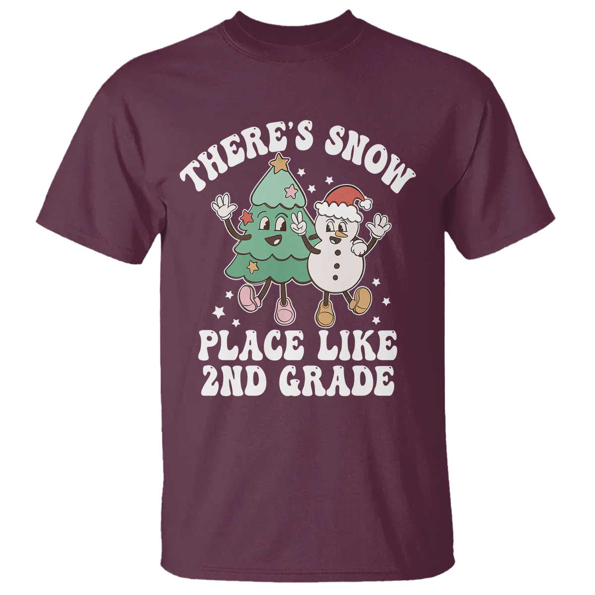 Christmas Teacher T Shirt Theres Snow Place Like 2nd Grade Merry Xmas Retro Groovy - Wonder Print Shop