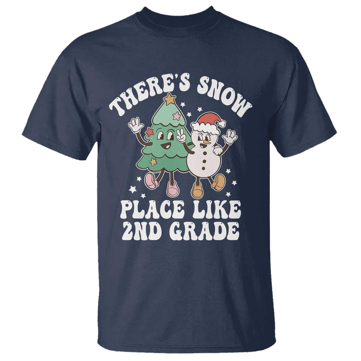 Christmas Teacher T Shirt Theres Snow Place Like 2nd Grade Merry Xmas Retro Groovy - Wonder Print Shop