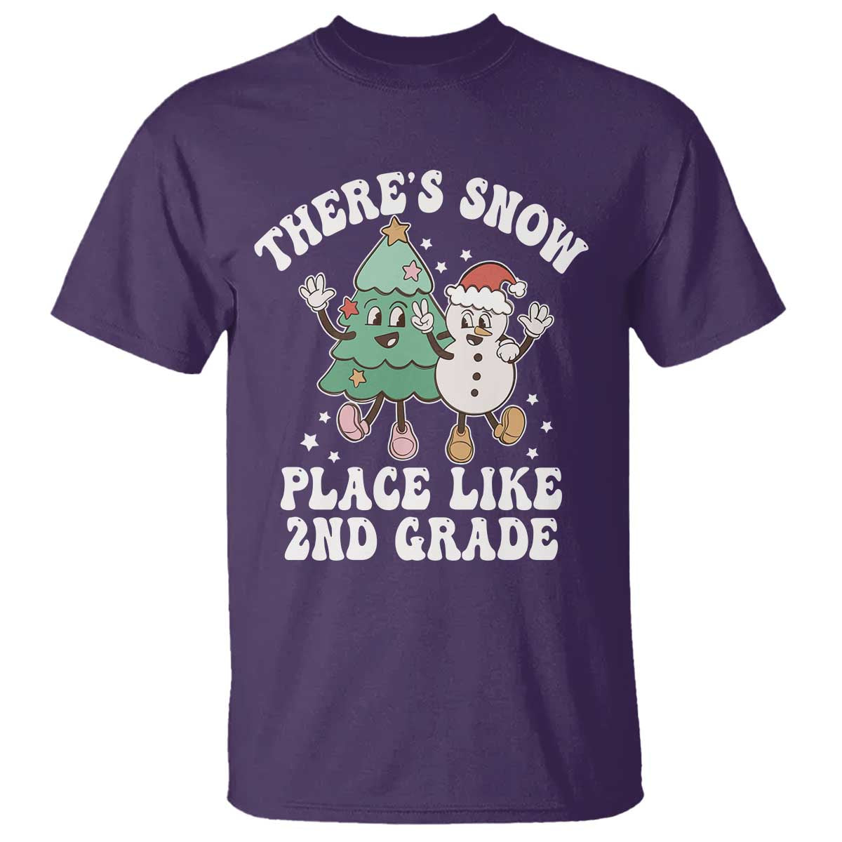 Christmas Teacher T Shirt Theres Snow Place Like 2nd Grade Merry Xmas Retro Groovy - Wonder Print Shop
