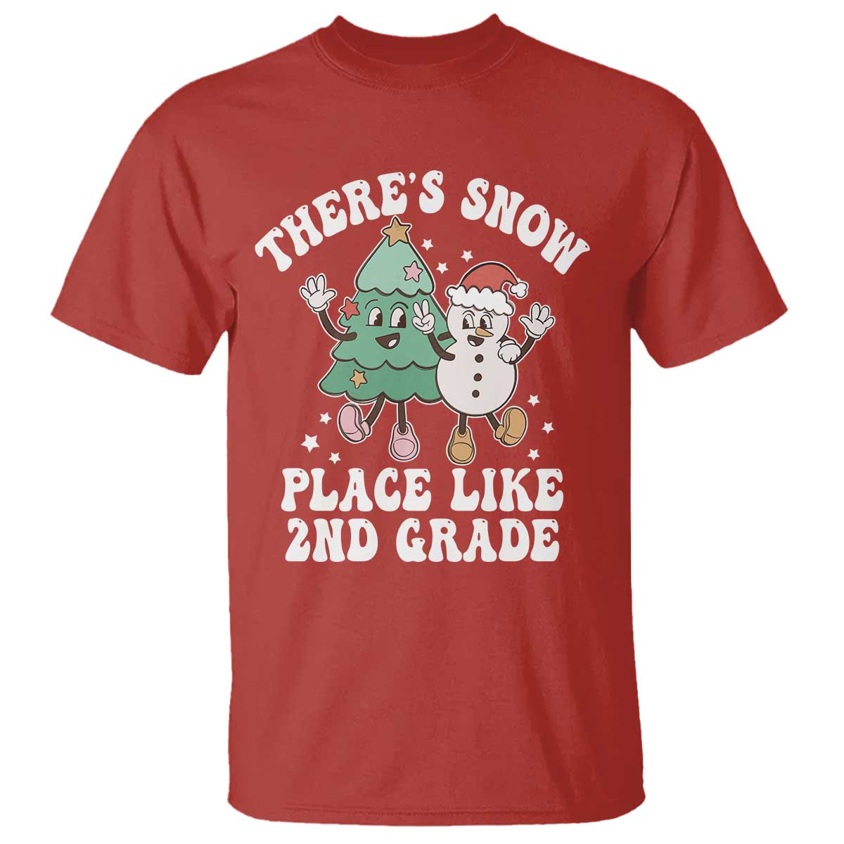 Christmas Teacher T Shirt Theres Snow Place Like 2nd Grade Merry Xmas Retro Groovy - Wonder Print Shop