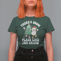 Christmas Teacher T Shirt For Women Theres Snow Place Like 2nd Grade Merry Xmas Retro Groovy - Wonder Print Shop
