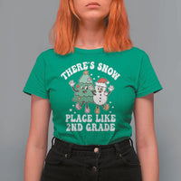 Christmas Teacher T Shirt For Women Theres Snow Place Like 2nd Grade Merry Xmas Retro Groovy - Wonder Print Shop