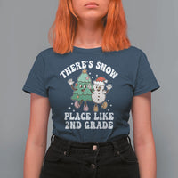 Christmas Teacher T Shirt For Women Theres Snow Place Like 2nd Grade Merry Xmas Retro Groovy - Wonder Print Shop