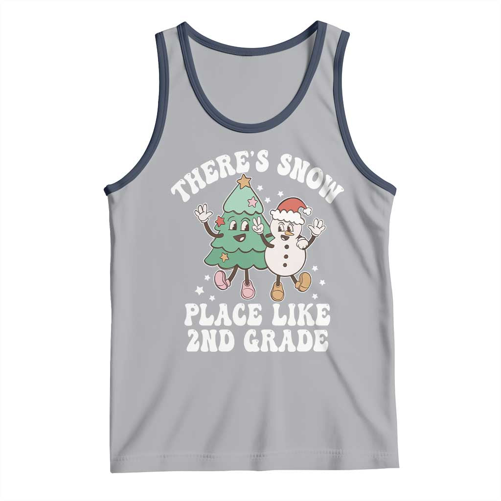 Christmas Teacher Tank Top There’s Snow Place Like 2nd Grade Merry Xmas Retro Groovy