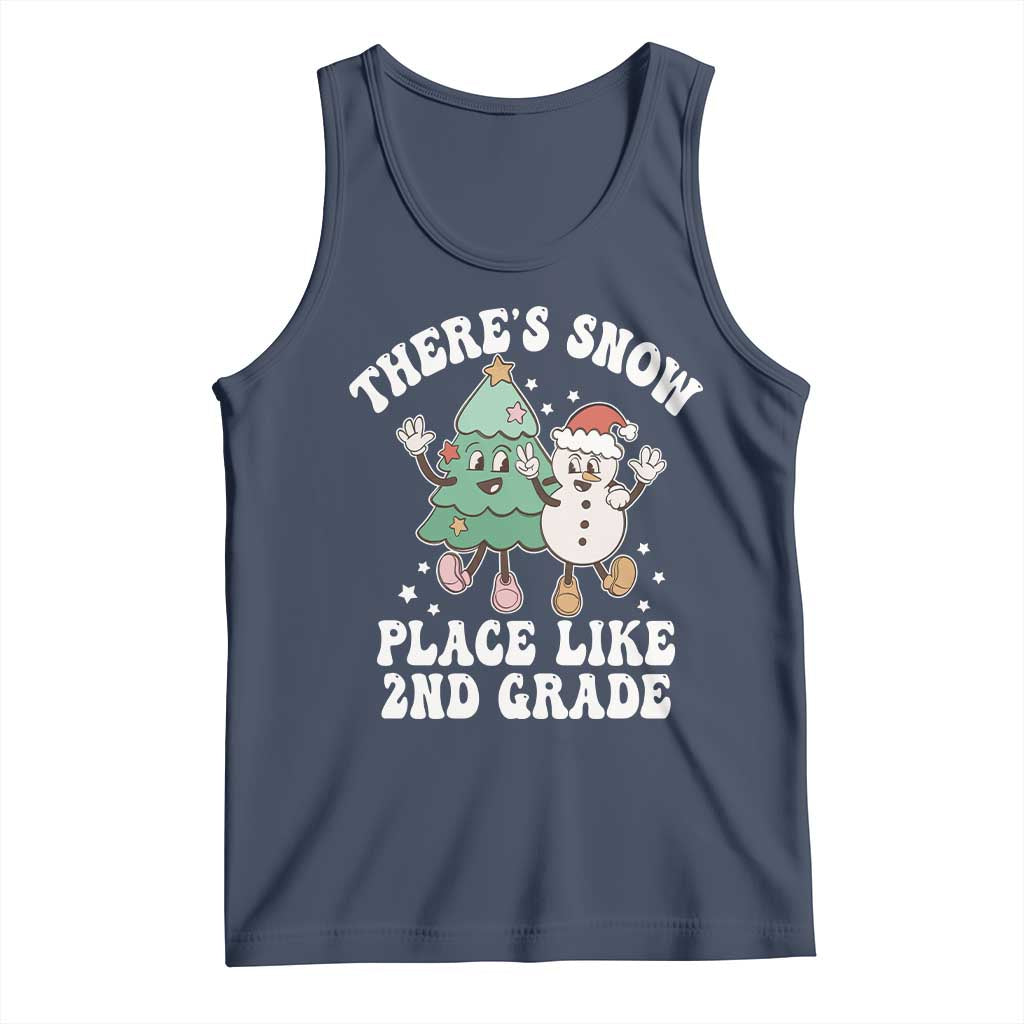 Christmas Teacher Tank Top There’s Snow Place Like 2nd Grade Merry Xmas Retro Groovy